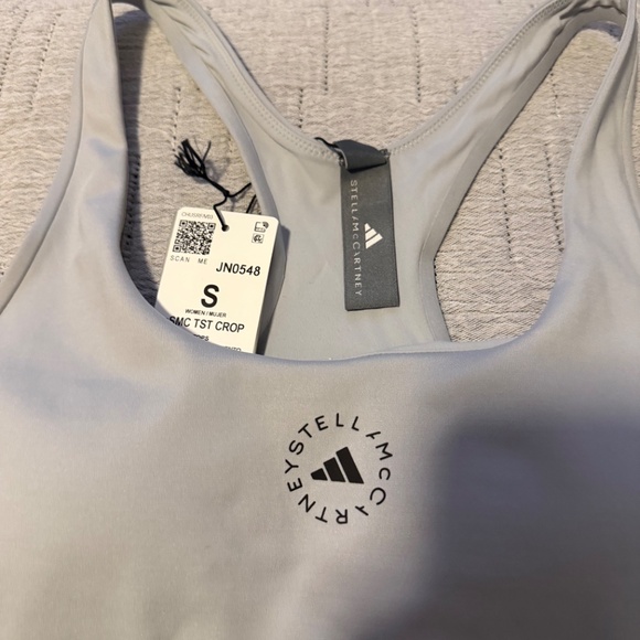 Adidas x Stella McCartney True Strength Yoga Crop Top in Clear Onix Size Small - Picture 2 of 5
